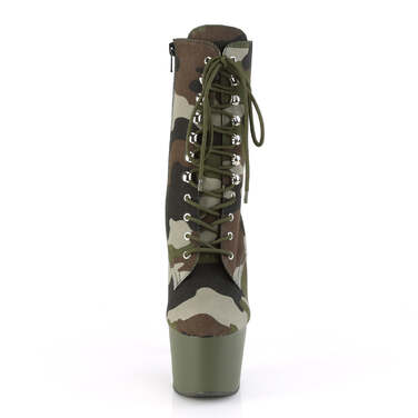 Ботинки Adore-1020CAMO *Каблук 7 дюймов, 2 3/4 дюйма, шнуровка, боковая молния, зелёные