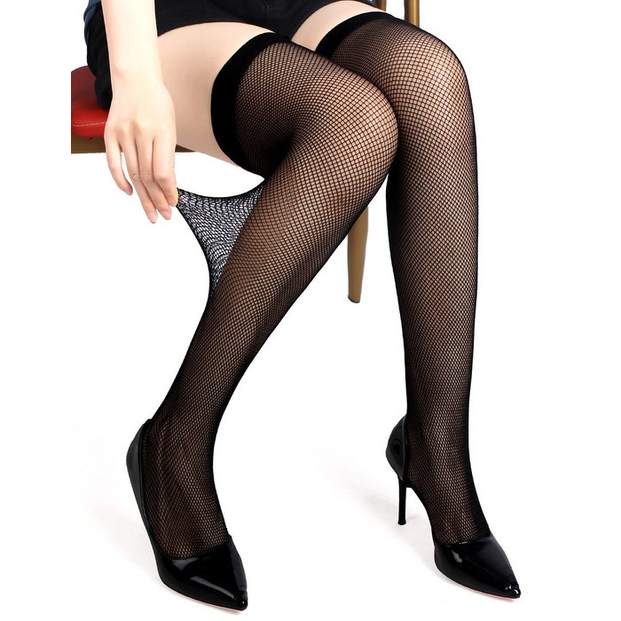 Панчохи в сіточку Star Night на тонкій резинці, чорні, XS-M