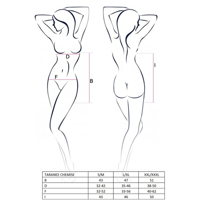 Пеньюар с ажурными вставками Passion TARANEE CHEMISE черный, S/M