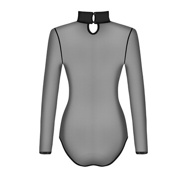Боди Obsessive B136 из полупрозрачной ткани, черный, XS/S