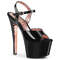 Босоножки Pleaser Sky-309TT, каблук 7 дюймов, двухцветные босоножки с ремешком на щиколотке, чёрный/розовое золото