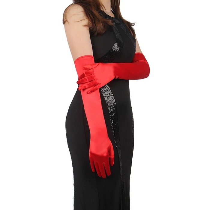 Длинные перчатки Star Night выше локтя, красные, 55 см