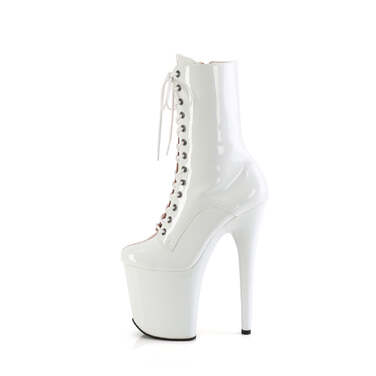 Ботинки Flamingo-1040TT **Каблук 8 дюймов, 4-дюймовый PF, двухцветные ботильоны со шнуровкой, молния сбоку, нежно-белые