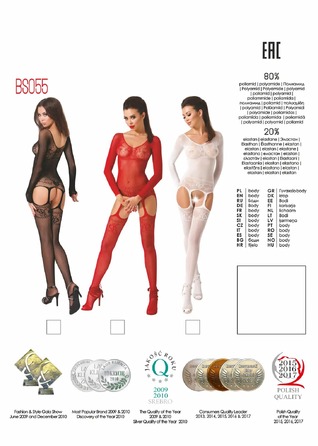 Бодистокинг BS055 black Passion, сетка, с открытым доступом, черный, One SIze