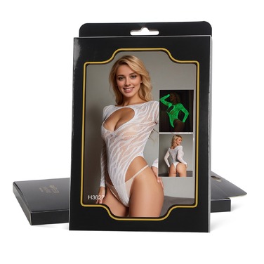 Боди полупрозрачное Star Night светящееся в темноте, белое, XS-M