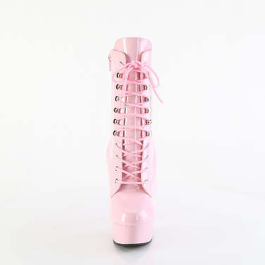 Чоботи Delight-1020 на підборах 6 дюймів, чоботи до щиколотки 1 3/4 дюйма зі шнурівкою спереду, блискавка збоку, ніжно-рожеві