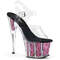 Босоніжки Pleaser Adore-708CG *7 дюймів на підборах, 2 3/4 дюйма з ремінцем на щиколотці PF з блискітками, прозорі/рожеві