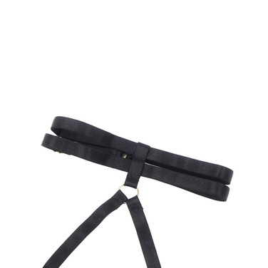 Чорний сексуальний оксамитовий комплект білизни Star Night з чокером та декоративною фурнітурою, M