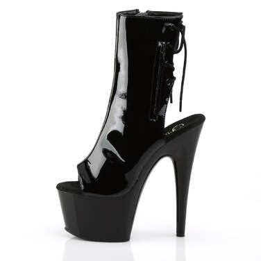 Чоботи Adore-1018 на підборах 7 дюймів, чоботи до щиколотки 2 3/4 дюйма з відкритим носком/п'ятою PF, з блискавкою збоку, чорні