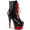 Чоботи Pleaser Adore-1020BR-H на підборах 7 дюймів, двоколірні черевики на шнурівці 2 3/4 дюйма PF, блискавка збоку, чорні/червоні