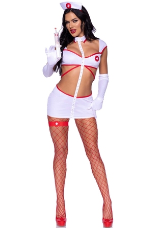 Костюм сексуальної медсестри Leg Avenue Heartstopping Nurse, 4 предмети, білий, S