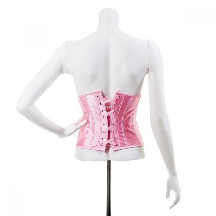 Корсаж атласний ззаду зі шнурівкою, рожевий, XL