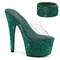 Шлепанцы Pleaser Bejeweled-712RS *Каблук 7 дюймов, 2 3/4 дюйма, декорированные шлепанцы PF RS с подходящей манжетой, прозрачные/зеленые стразы