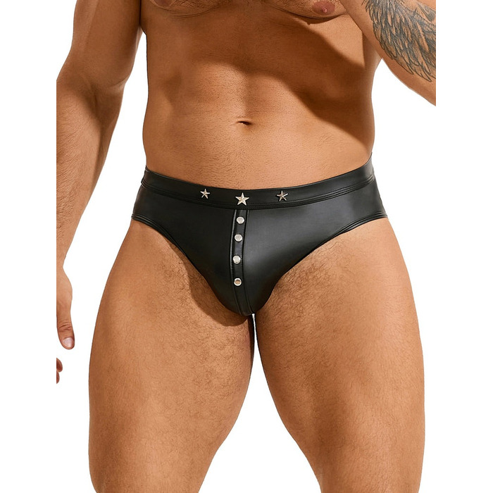 Сексуальні чоловічі труси Star Night із заклепками, чорні, M