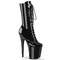 Ботинки Pleaser Flamingo-1054, каблук 8 дюймов, 4-дюймовые PF-сапоги до середины голени, шнуровка спереди, молния сбоку, чёрные