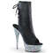 Ботильоны Pleaser Delight-1018LG *Каблук 6 дюймов, PF 3/4 дюйма, открытый носок/пятка, молния сбоку, черная искусственная кожа/серебристый цвет