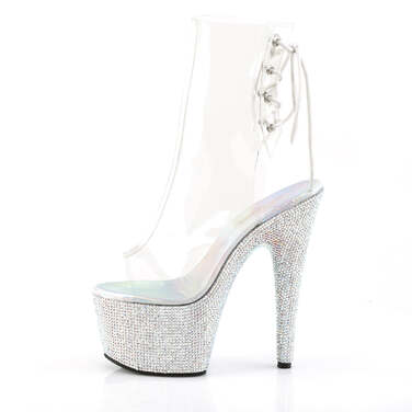 Чоботи Bejeweled-1018DM-7 *7 дюймів на підборах, 2 3/4 дюйма з відкритим носком/п'ятою PF, бокова блискавка, прозорі/сріблясті