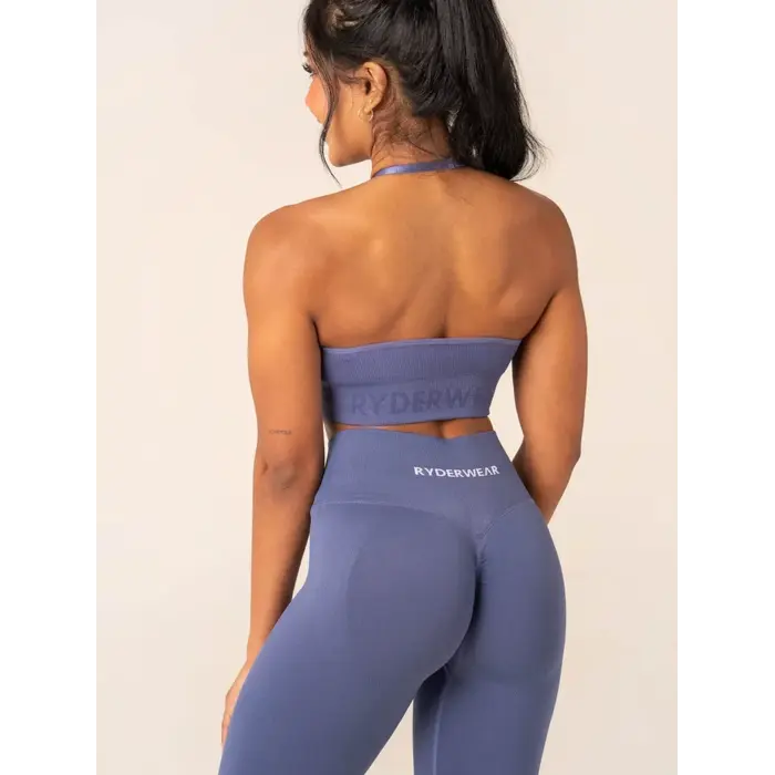 Топ Ryderwear Lift Rib Seamless Halter Sports Bra - Denim Blue