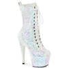 Ботильоны Adore-1040-IG *7 дюймов, каблук, 2 3/4 дюйма, голографическая отделка, шнуровка, блестки, молния сбоку, белые