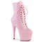 Чоботи Pleaser Adore-1020 на підборах 7 дюймів, черевики до щиколотки зі шнурівкою 2 3/4 дюйма, блискавка збоку, рожеві