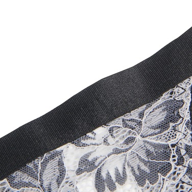 Комплект білизни мереживної Star Night з квітковим принтом, чорно-білий, 3XL-4XL