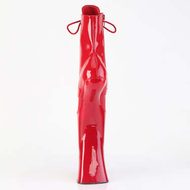 Чоботи Forbidden-1020 без підборів, 11 дюймів, зі шнурівкою спереду 6 1/4 дюйма, червоні лаковані