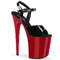 Босоніжки Pleaser Flamingo-809 *8 дюймів на підборах, 4 дюйми з ремінцем на щиколотці, чорні/червоні