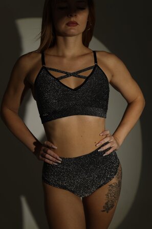 Lurex — високі шорти з блиском для pole dance, heels та сценічних тренувань - темне срібло