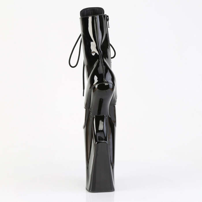 Ботинки Worship-1020, без каблука 10 дюймов, высота 4 3/4 дюйма, PF, шнуровка спереди, молния внутри, чёрные лакированные