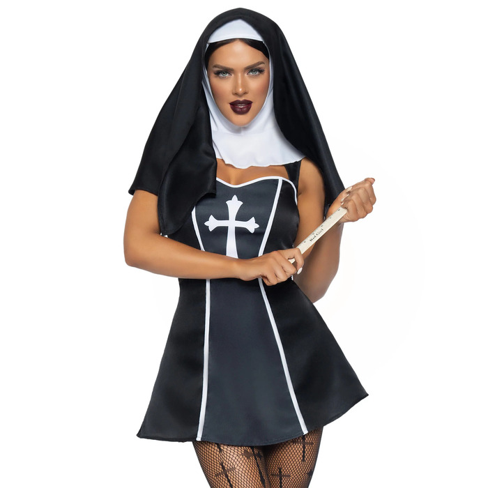 Костюм монашки Leg Avenue, М, Naughty Nun 2 предмета, черный