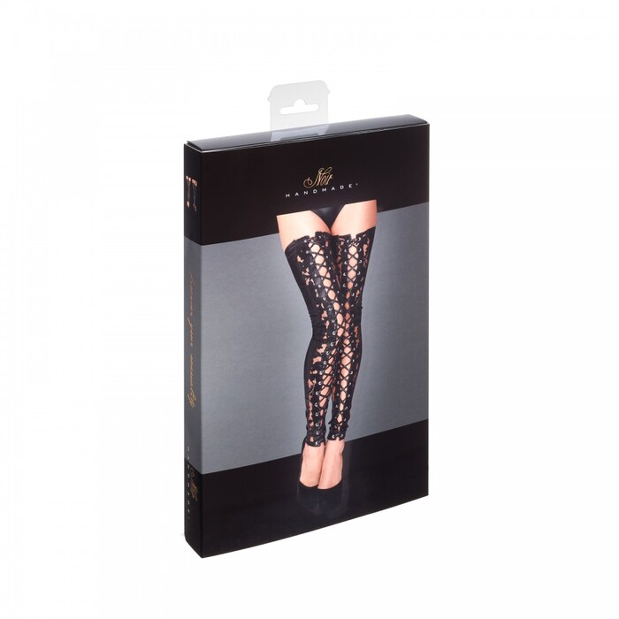 Чулки без носка с затяжками F145 Noir Handmade S