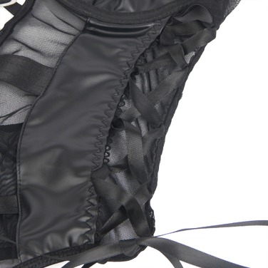 Боди из искусственной кожи Star Night, с гартером, черное, L