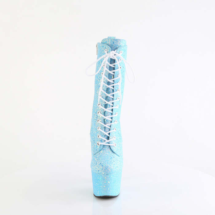 Ботильоны Adore-1040-IG *Каблук 7 дюймов, высота 2 3/4 дюйма, голографическая отделка, шнуровка, блестки, молния сбоку, синие