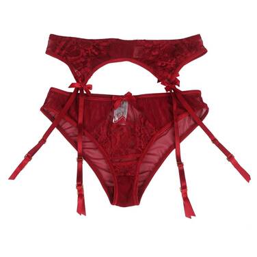 Сексуальні мереживні трусики Star Night з поясом і підв'язками для панчіх, червоний