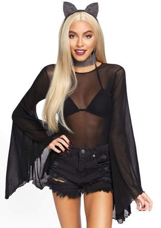 Ушки кошечки и чокер со стразами Leg Avenue на черном обруче