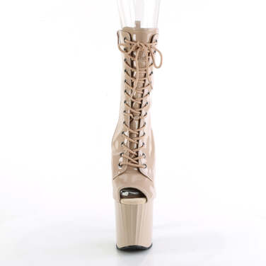 Чоботи Enchant-1041 *8 дюймів на підборах, 3 3/4 дюйма з відкритим носком, з блискавкою збоку, бежеві