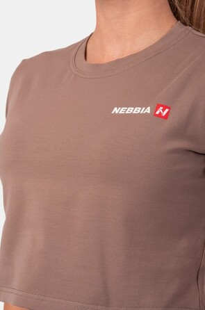 Топ Minimalist Logo NEBBIA crop top 600 Brown