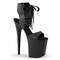 Босоножки Pleaser Flamingo-800-14, каблук 8 дюймов, ботильоны со шнуровкой спереди 4 дюйма, чёрная веганская кожа/чёрный