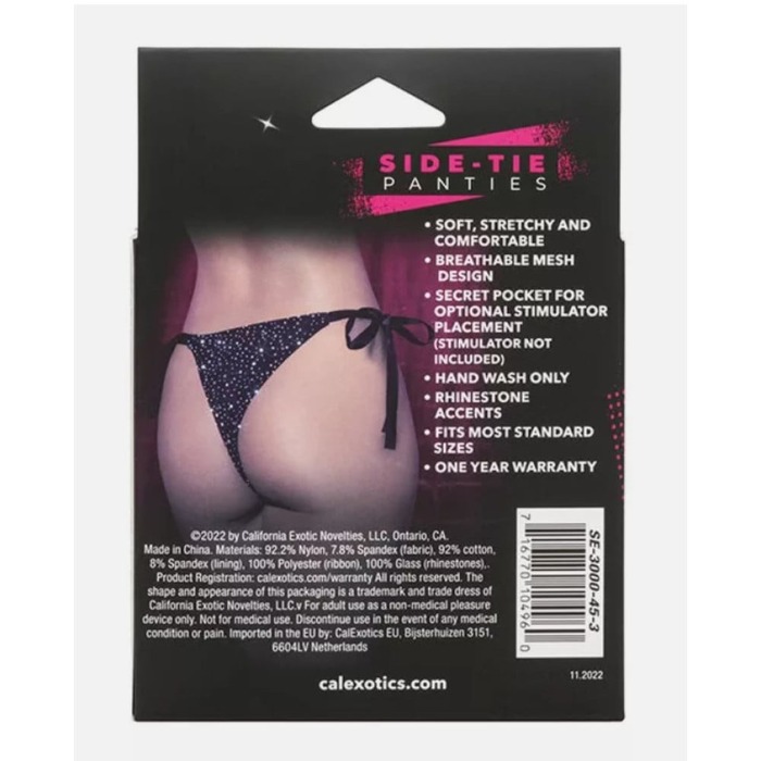 Трусики зі стразами на зав'язках CalExotics Radiance Side-Tie Panties, чорні, One size