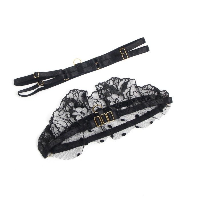 Комплект черного сексуального кружевного белья Star Night с поясом для чулок, M (без коробки)