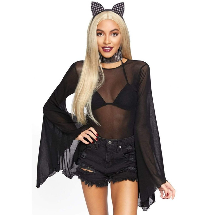 Ушки кошечки и чокер со стразами Leg Avenue на черном обруче