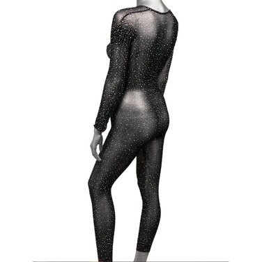 Комбинезон в сетку CalExotics с открытым доступом и стразами, черный