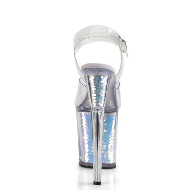 Босоножки Flamingo-808MC. Каблук 8 дюймов, ремешок на щиколотке 4 дюйма. Цвет: прозрачный/розовый.