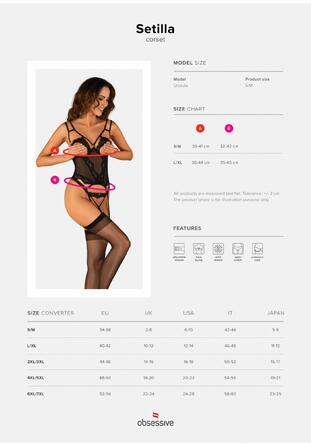 Комплект (корсет + трусики) Obsessive Setilla corset black L/XL