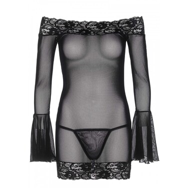 Плаття чорне Leg Avenue Lace Trimmed Off The Shoulder Dress O/S