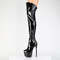 Ботинки Pleaser Jubilant-3006, каблук 7 дюймов, скрытый PF 3 дюйма, эластичные берцы, боковая молния, чёрная лакированная эластичная кожа
