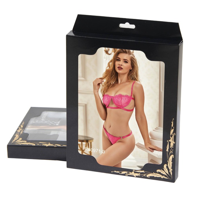 Комплект белья с кружевом Star Night розовый, М