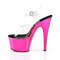 Босоніжки Pleaser Adore-708 на підборах 7 дюймів, босоніжки з ремінцем на щиколотці 2 3/4 дюйма з хромованим покриттям Btm, прозорі/рожеві