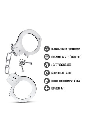 Наручники Blush Temptasia з ключами, сріблясті, 27 см