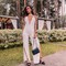 КОМБІНЕЗОН OVERALL White And Silver Leg Cuts 21359